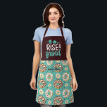 Funny Coffee Lover Rise and Grind Doughnut Pattern Apron<br><div class="desc">Funny and cool apron to make cooking more fun. Personalized gift for family and friends who love cooking, baking and trying new recipe in the kitchen. Customize the wording to fit your occasion. You can use the Design Tool to further change the font type, font colour and font size.</div>