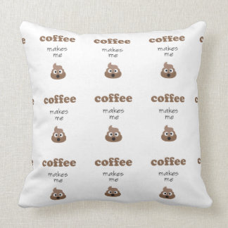 Funny coffee makes me poop emoji phrase throw pillow