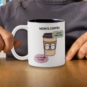 Funny Coffee Mom Secret Knowledge Quote Two-Tone Coffee Mug
