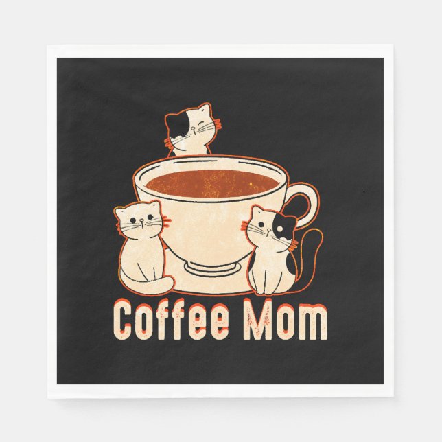 Funny Coffee Mom with Cat Napkin (Front)
