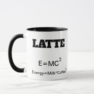 Funny Coffee Mug a science pun E=MC2.