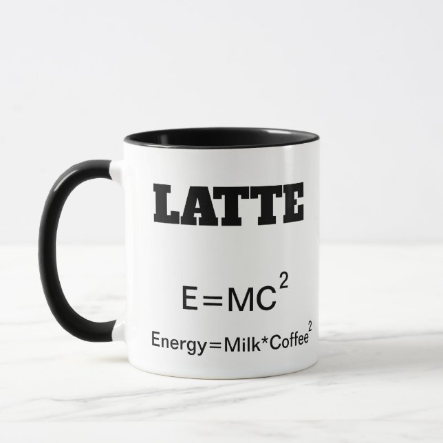 Funny Coffee Mug a science pun E=MC2. (Left)