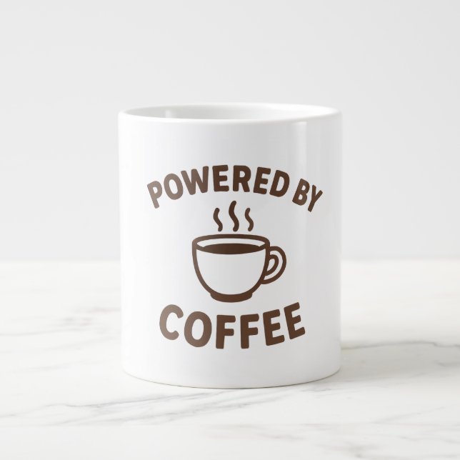 Funny Coffee Mug – “Powered by Coffee” Design (Front)