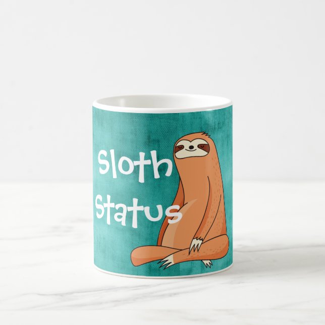 Funny coffee mug w tired sloth front & back design (Center)