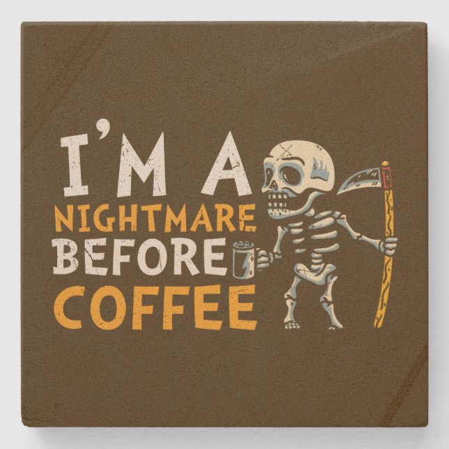 Funny coffee nightmare word art  stone coaster (Front)