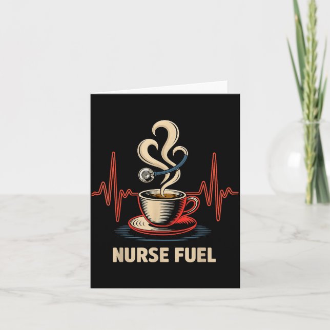 Funny Coffee Nurse Ekg Nurses Energy Caffeine Love Card (Front)