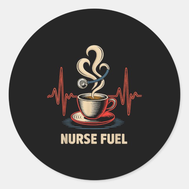 Funny Coffee Nurse Ekg Nurses Energy Caffeine Love Classic Round Sticker (Front)
