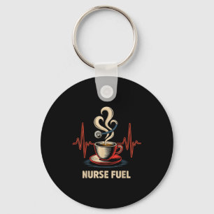 Funny Coffee Nurse Ekg Nurses Energy Caffeine Love Keychain