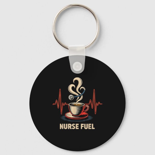 Funny Coffee Nurse Ekg Nurses Energy Caffeine Love Keychain (Front)