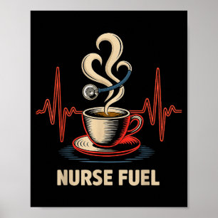 Funny Coffee Nurse Ekg Nurses Energy Caffeine Love Poster
