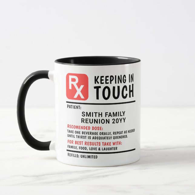 Funny Coffee Prescription Family Reunion Custom Mug (Left)