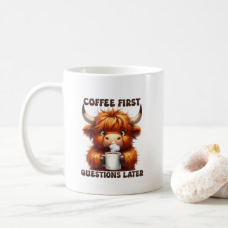 Funny coffee questions word art mug