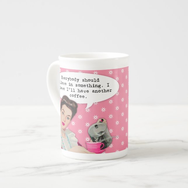 Funny Coffee Quote Bone China Mug (Front Left)