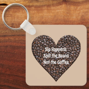 Funny Coffee Quote Metal Keychain