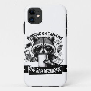Funny Coffee Raccoon – Caffeine & Bad Choices Art iPhone 11 Case