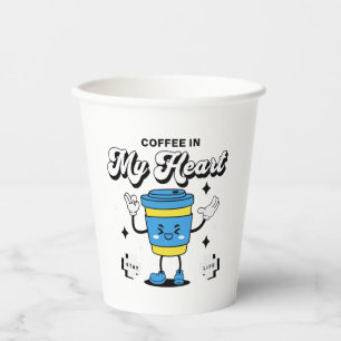 Funny Coffee Retro Mascot Paper Cups