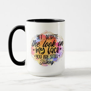 Funny coffee sarcasm word art face mug