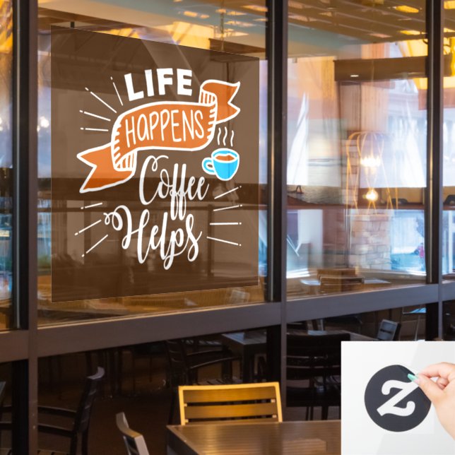 funny coffee shop word art Window Cling  (Restaurant Window)