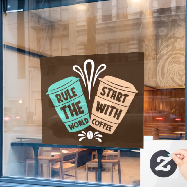 funny coffee shop word art Window Cling  (Cafe Window)