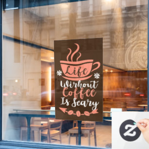 funny coffee shop word art  window cling