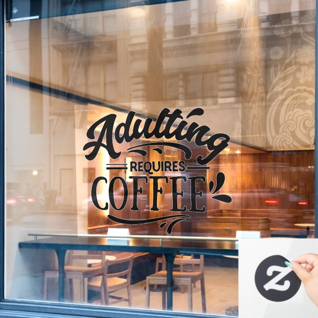 funny coffee shop word art  window cling (Cafe Window)