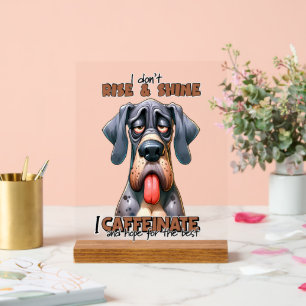 Funny coffee word art dog acrylic sign