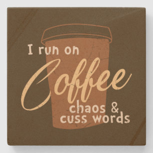 Funny coffee word art stone coaster