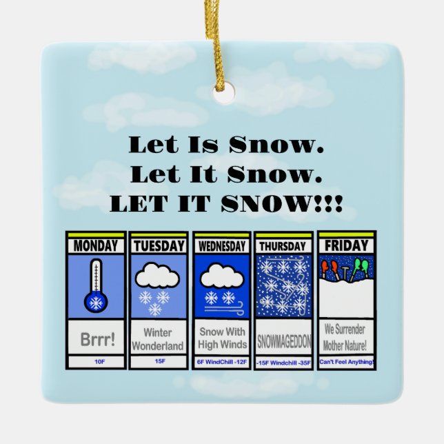 Funny Cold Weather Forecast Christmas Ornament (Front)