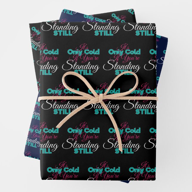 Funny Cold Weather Winter Hiking Quote Wrapping Paper Sheet (In situ)