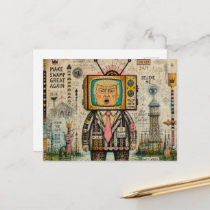 Funny Collage Algae Swamp Antitrump Mixed Media  Postcard
