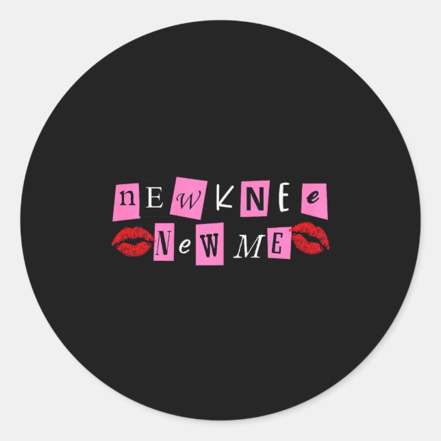 Funny Collage Style New Knee New Me Knee Surgery R Classic Round Sticker (Front)