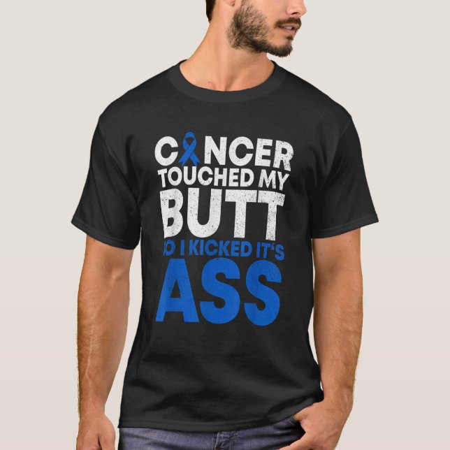 Funny Colon Cancer Survivor Cancer Awareness Ribbo T-Shirt (Front)