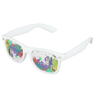 FUNNY COLOR SPLASH I + your backgr. & ideas Retro Sunglasses