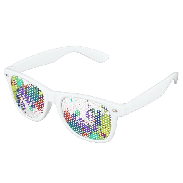 FUNNY COLOR SPLASH I + your backgr. & ideas Retro Sunglasses (Angled)