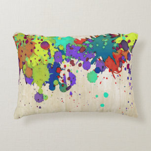 FUNNY COLOR SPLASH I + your ideas Decorative Pillow