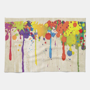FUNNY COLOR SPLASH II + your backgr. & ideas Kitchen Towel