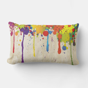 FUNNY COLOR SPLASH II + your backgr. & ideas Lumbar Pillow
