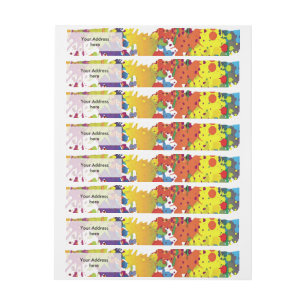 FUNNY COLOR SPLASH II + your backgr. & text Wraparound Address Label