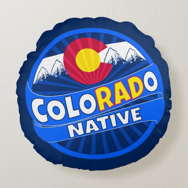 Funny Colorado flag rad native round pillow (Front)