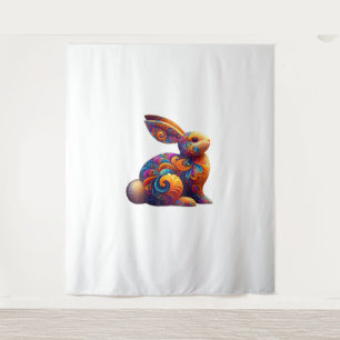 Funny Colorful Bunny Rabbit Fractal Cosmic Swirl A Tapestry