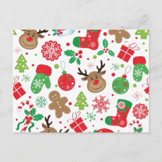 Funny Colorful Christmassy Pattern Holiday Postcard