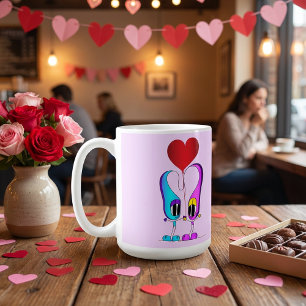 Funny, Colorful, Cute, Cartoon Valentine Heart Coffee Mug