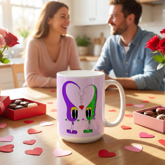 Funny, Colorful, Cute, Cartoon Valentine Heart Coffee Mug