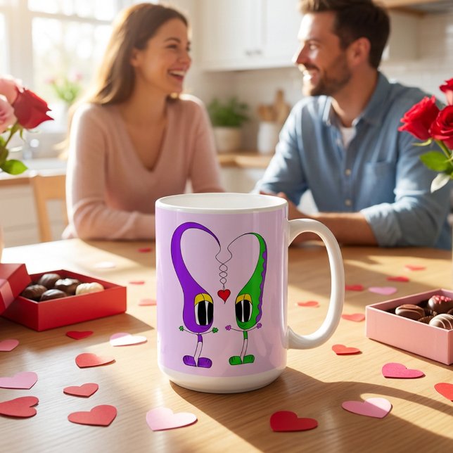 Funny, Colorful, Cute, Cartoon Valentine Heart Coffee Mug (Here's a very cool mug that is great for Valentine's Day!)