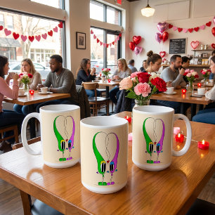 Funny, Colorful, Cute, Cartoon Valentine Heart Coffee Mug