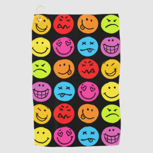 Funny Colorful Faces Golf Towel