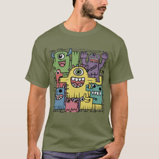 Funny Colorful Monster T-shirt Abstrait
