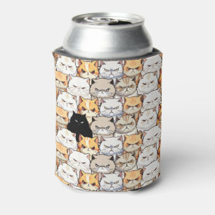 Funny Colorful Moody Meow Cats Kitten pet Pattern Can Cooler