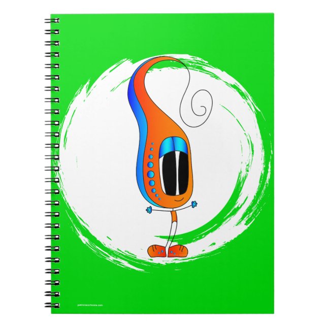 Funny, Colorful, Quirky, Cartoon Character Notebook (Front)
