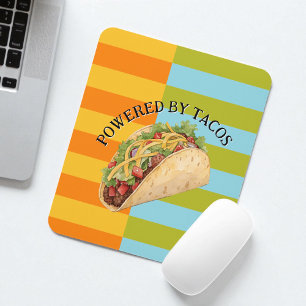 Funny Colorful Retro Stripes and Taco Mouse Pad